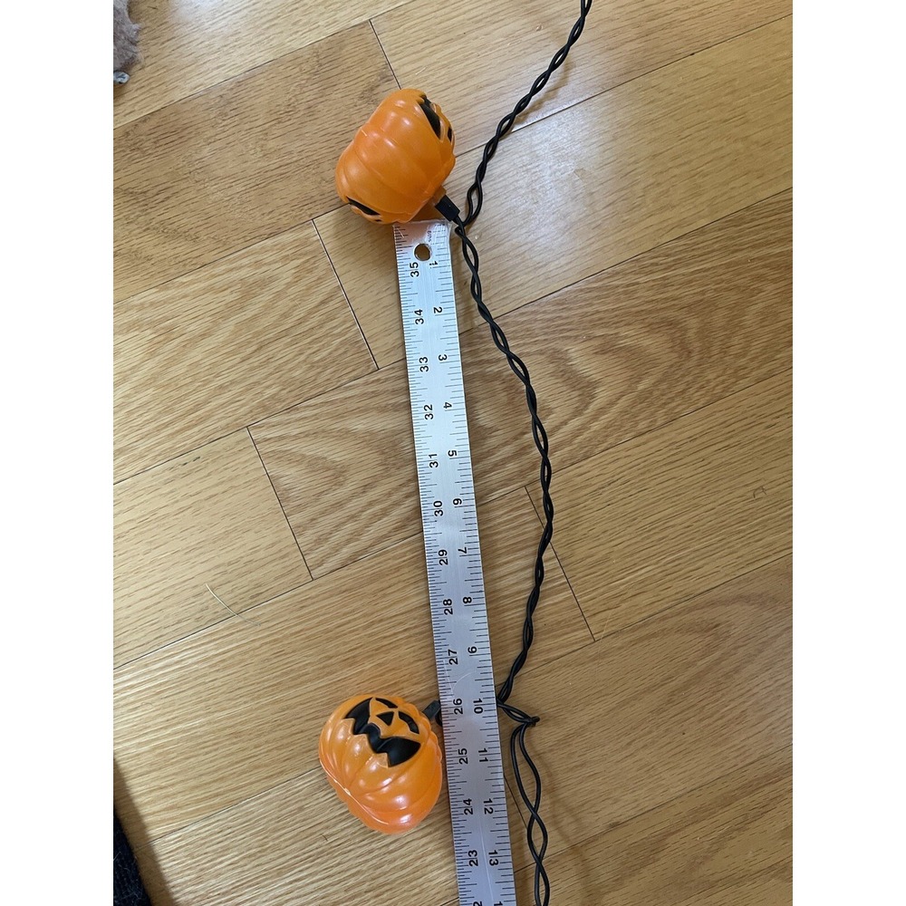 Halloween String Lights 20 Blow Mold Plastic Pumpkin Jack O Lanterns - Picture 3 of 4